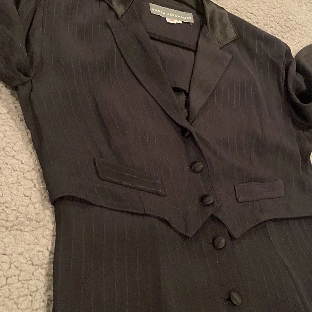 Karen Alexander Vintage Tuxedo Dress Size 8 Made in The USA  Stripe